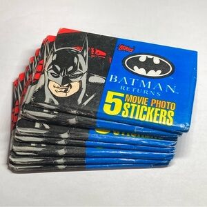 NEW Vintage 1992 Topps Batman Returns Sealed 5 Movie Photo Stickers Lot 8 packs
